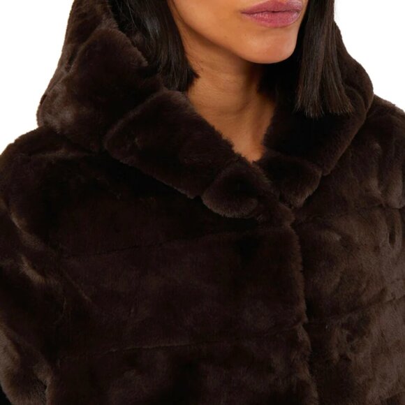 Apparis Brown Faux Fur Hooded Jacket - Picture 4 of 4